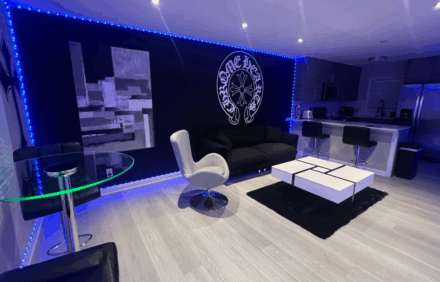 Modern Chrome Heart Haven – Fireplace Bed